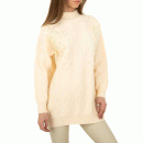 Εκρού μακρύ πουλόβερ με πέρλες