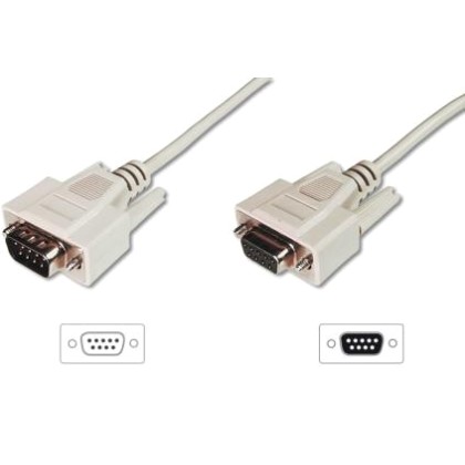 Digitus Extension cable RS232 1: 1 type DSUB9 / DSUB9 M / Z beig