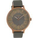 OOZOO Timepieces XL Rose Gold Grey Leather Strap C10402