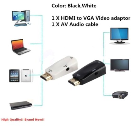 OEM HDMI Male To VGA Female Converter Box Adapter With Audio Cab