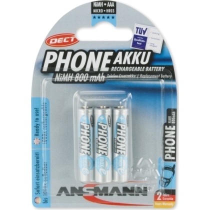 1x3 Ansmann maxE NiMH rech.bat. Micro AAA 800 mAh DECT PHONE  - 