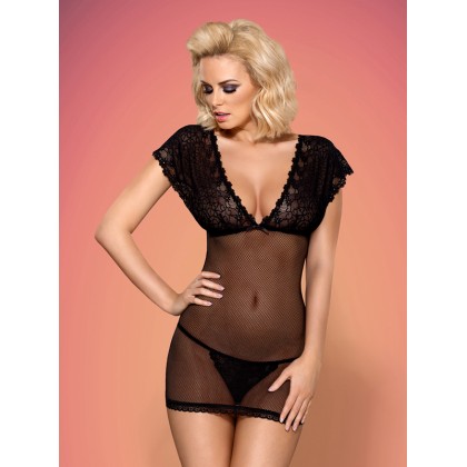 Obsessive 821-CHE-1 chemise and thong black