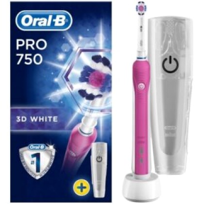 Oral-B Pro 750 3D White Pink Ηλεκτρική Οδοντόβουρτσα σε ροζ χρώμ