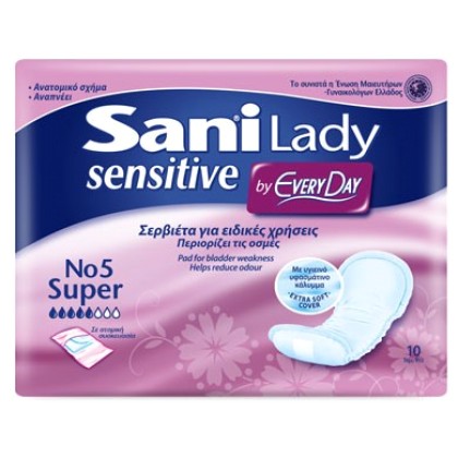 SANI Lady Sensitive Super No.5 Σερβιέτες Ειδικών Χρήσεων, 10 τεμ