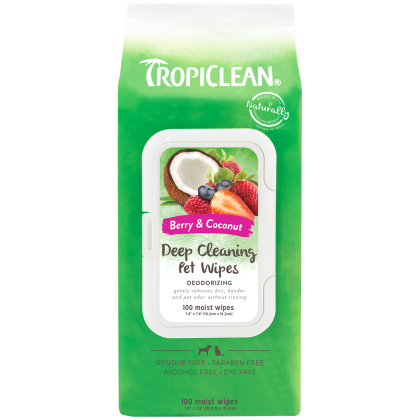 Tropiclean Deep Cleaning Wipes berry and coconut (100 τμχ)