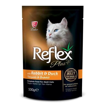 Reflex Plus Cat Pouch κομματάκια κουνέλι & πάπια σε ζελέ 100gr