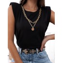 SIVA BLACK T-SHIRT WITH GOLD NECKLACES