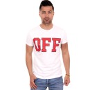 Al Franco ​Λευκό ανδρική T-shirt με κόκκινο τύπωμα