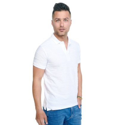Ανδρικό Polo μπλουζάκι Πικέ Λευκό QWERTY