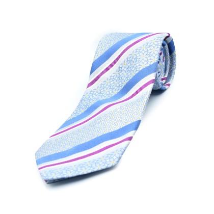 Ανδρικό Πολύχρωμο Striped Tie With Floral Pattern